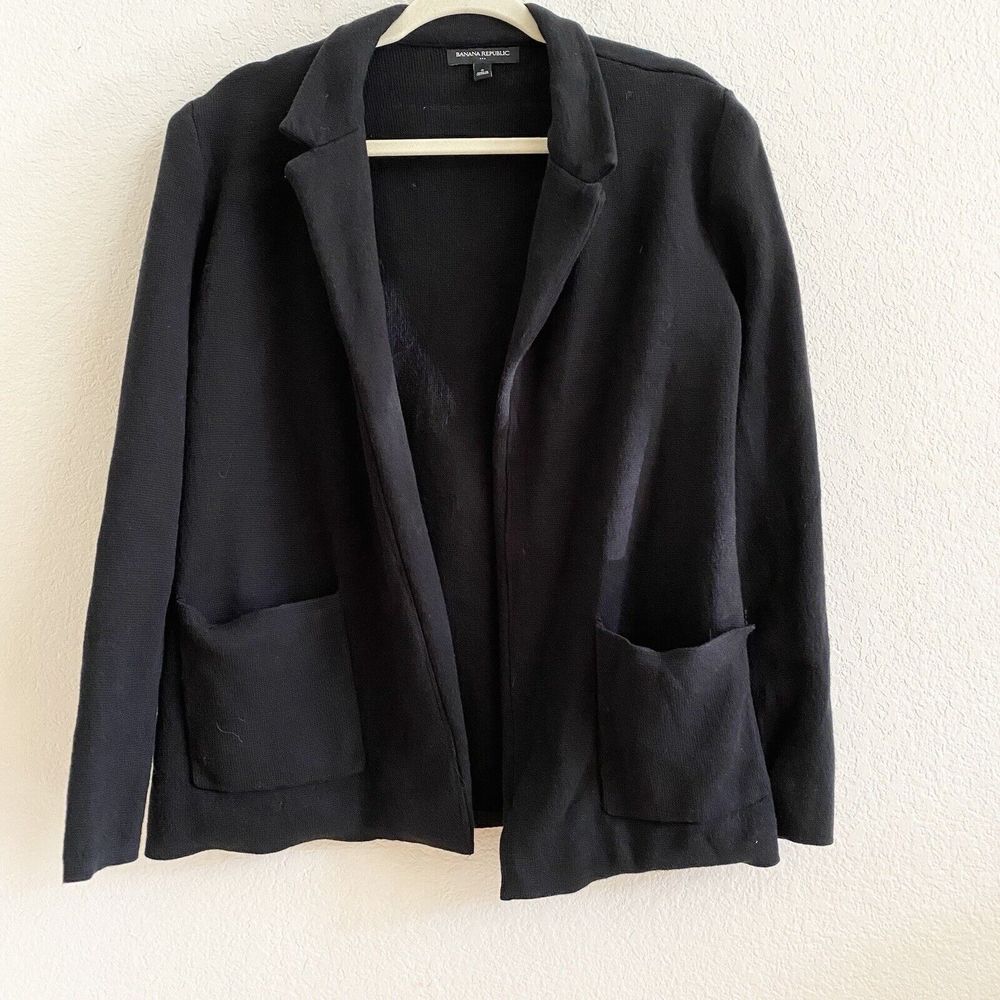 Banana Republic Milano Stitch Open Front Sweater Cardigan Women's Small Black